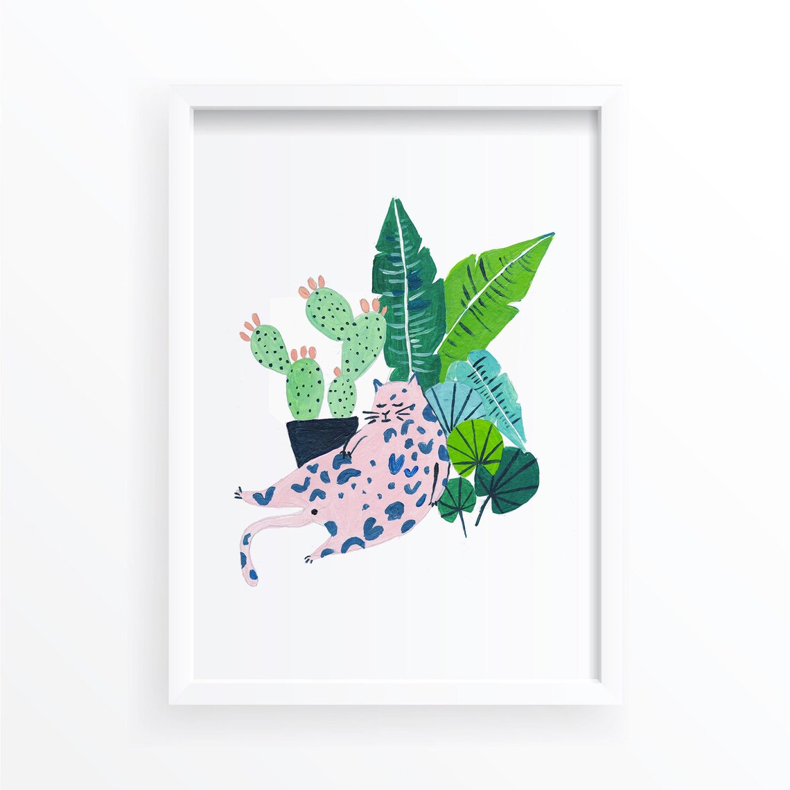Plant Cat Art Print, Cat Lover Home Decor