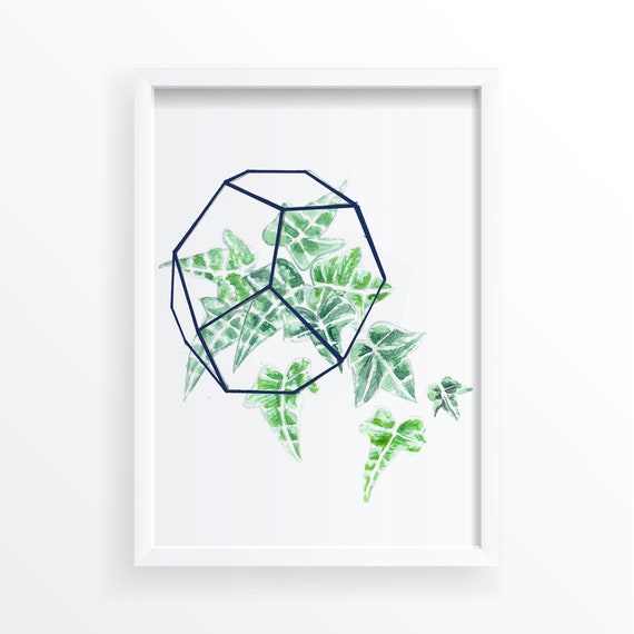 Terrarium Botanical Print, Poison Ivy Watercolor Art Print