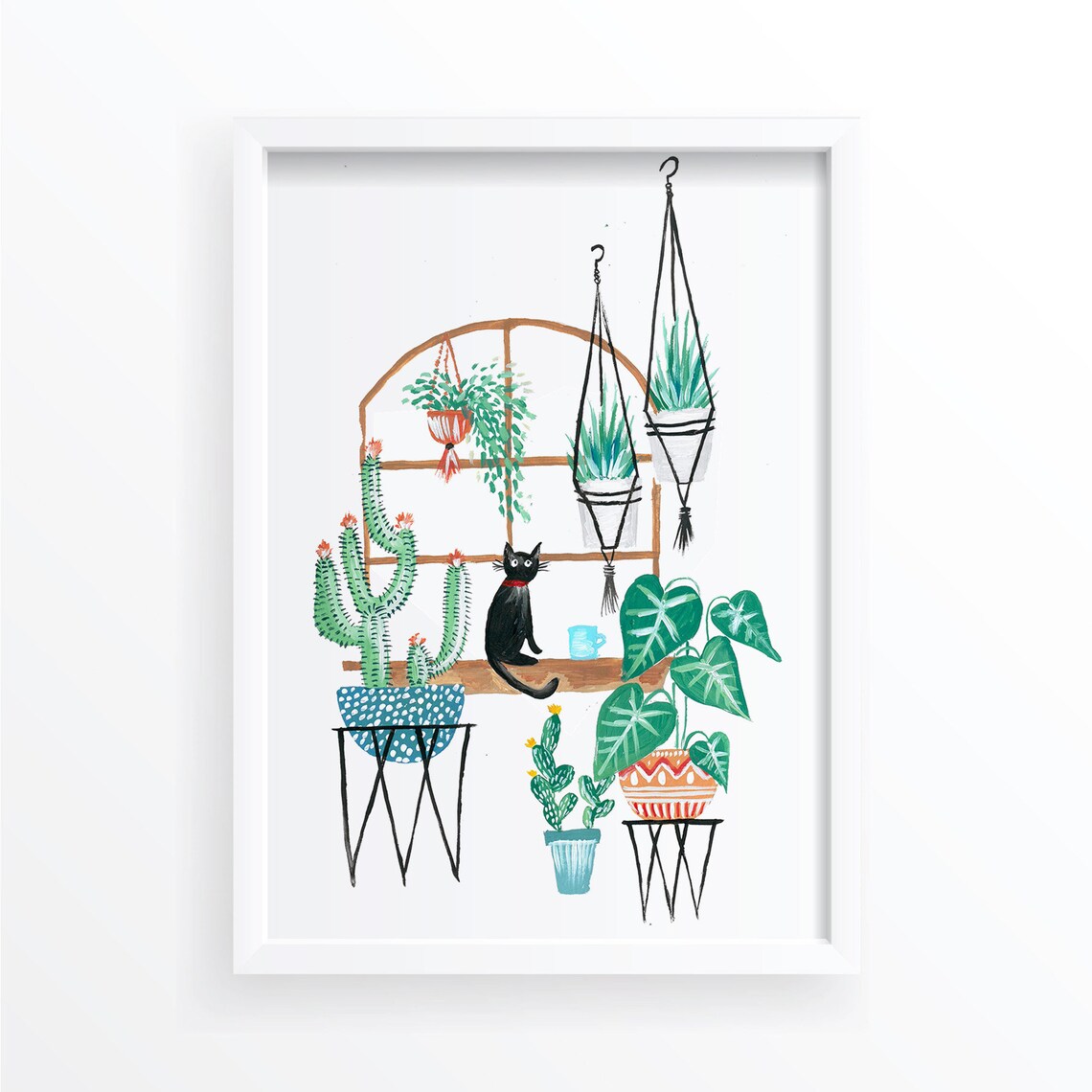 Black Cat Cat Illustration Art Print, Cat Lover Gift