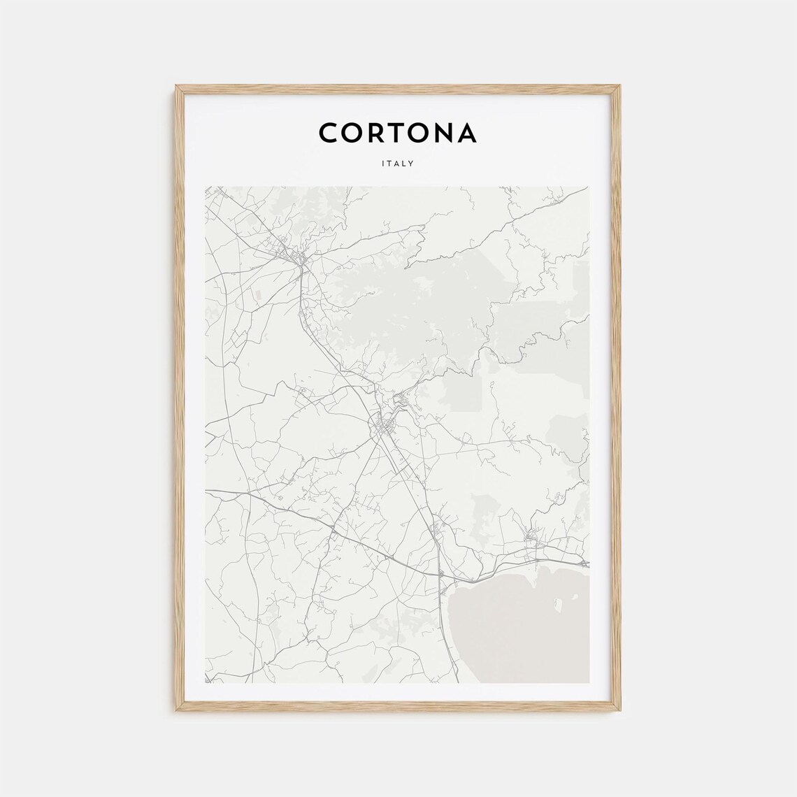 Cortona Italy Modern Minimalist City Street Map Travel Poster