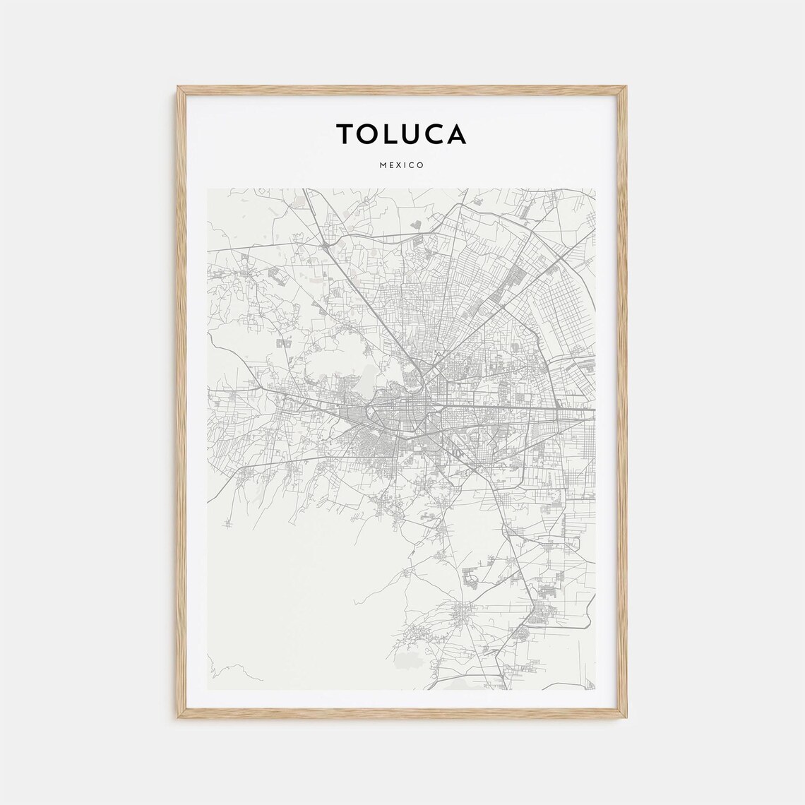Toluca Mexico Minimalist City Street Map Line Art Travel Poster