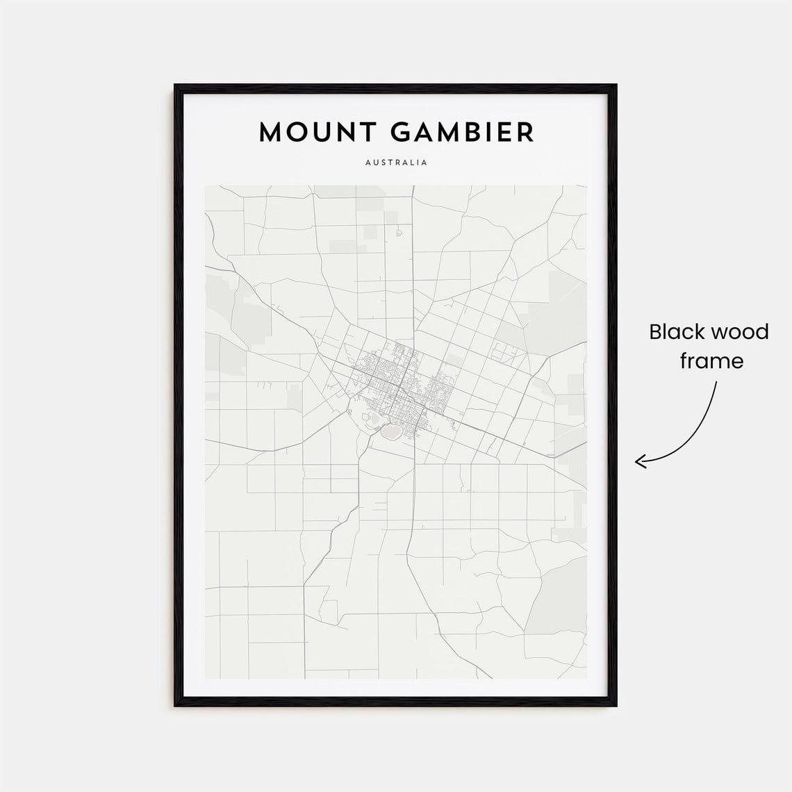 Mount Gambier Australia Minimalist Town Street Map Black White Poster - Image 3