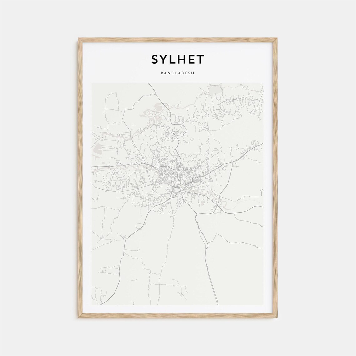 Sylhet Bangladesh Minimalist City Street Map Travel Art Poster