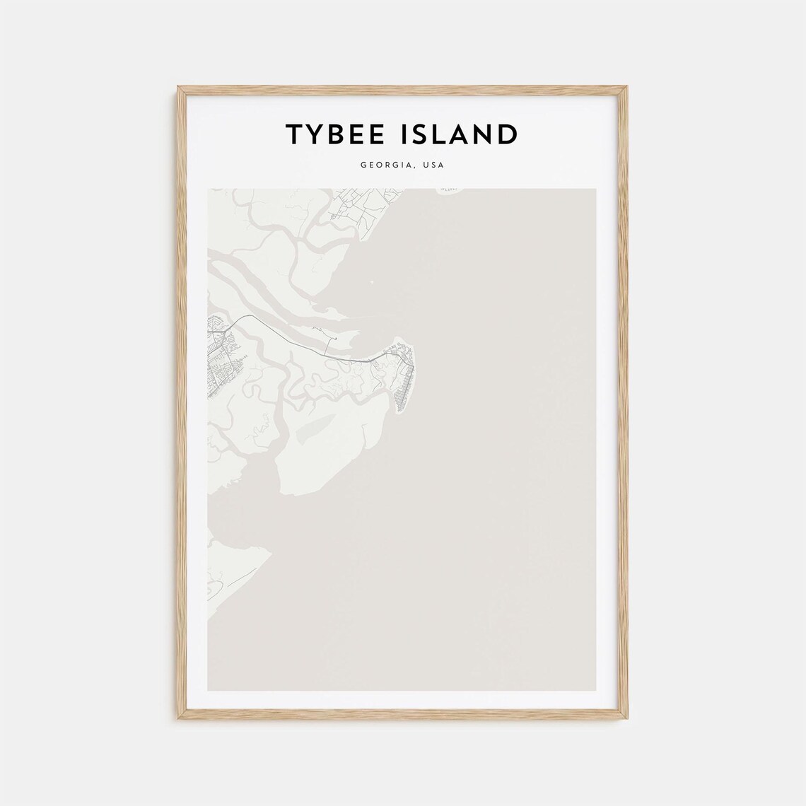 Tybee Island Georgia Minimalist Coastal Map Art Travel Poster
