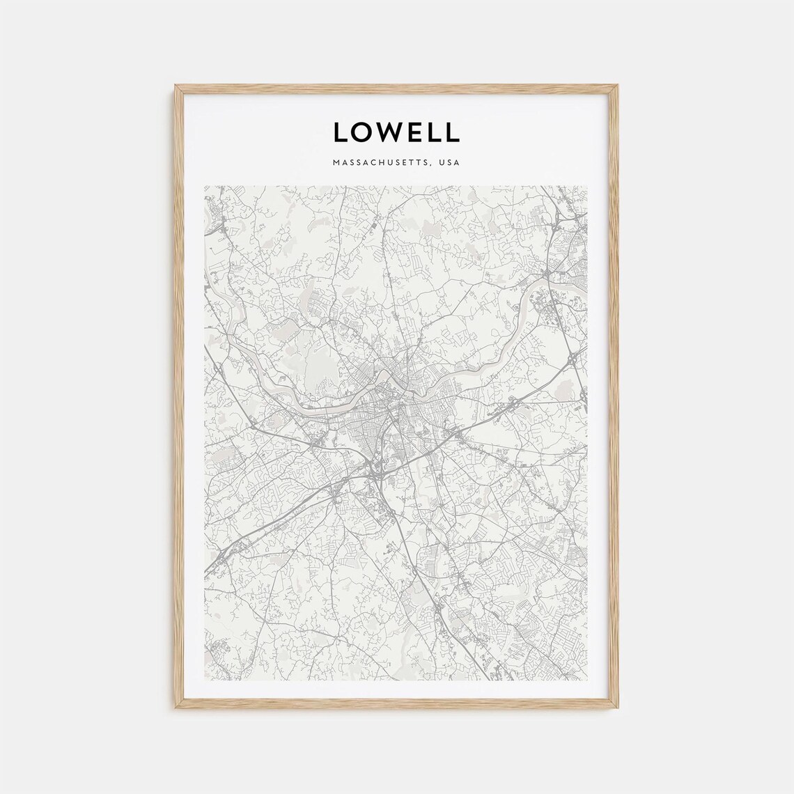 Lowell Massachusetts USA City Street Map Minimalist Line Art Poster