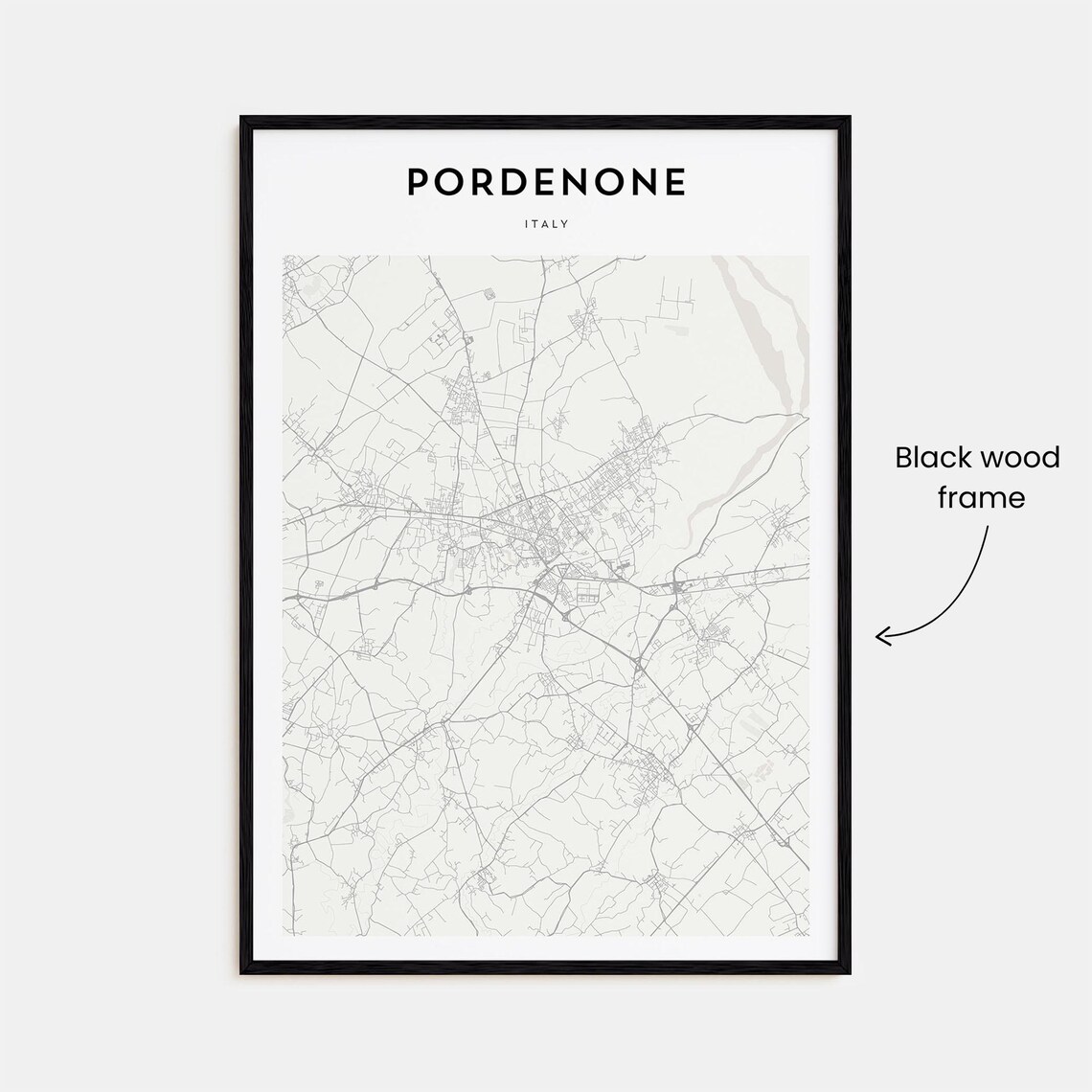 Pordenone Italy Minimalist Black and White City Map Art Poster - Image 3