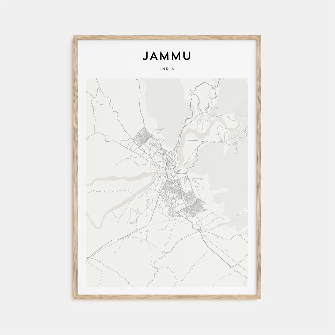 Jammu India Minimalist City Street Map Scandinavian Decor Poster
