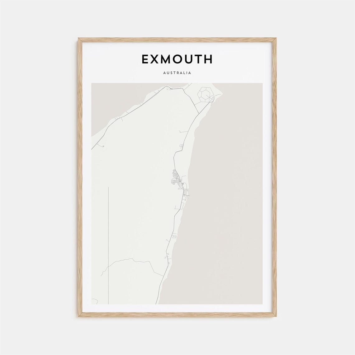 Exmouth Australia Minimalist Coastal Town Map Poster Modern Decor
