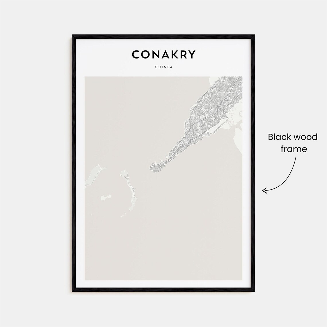 Conakry Guinea Capital Minimalist City Street Map Travel Art Print - Image 3