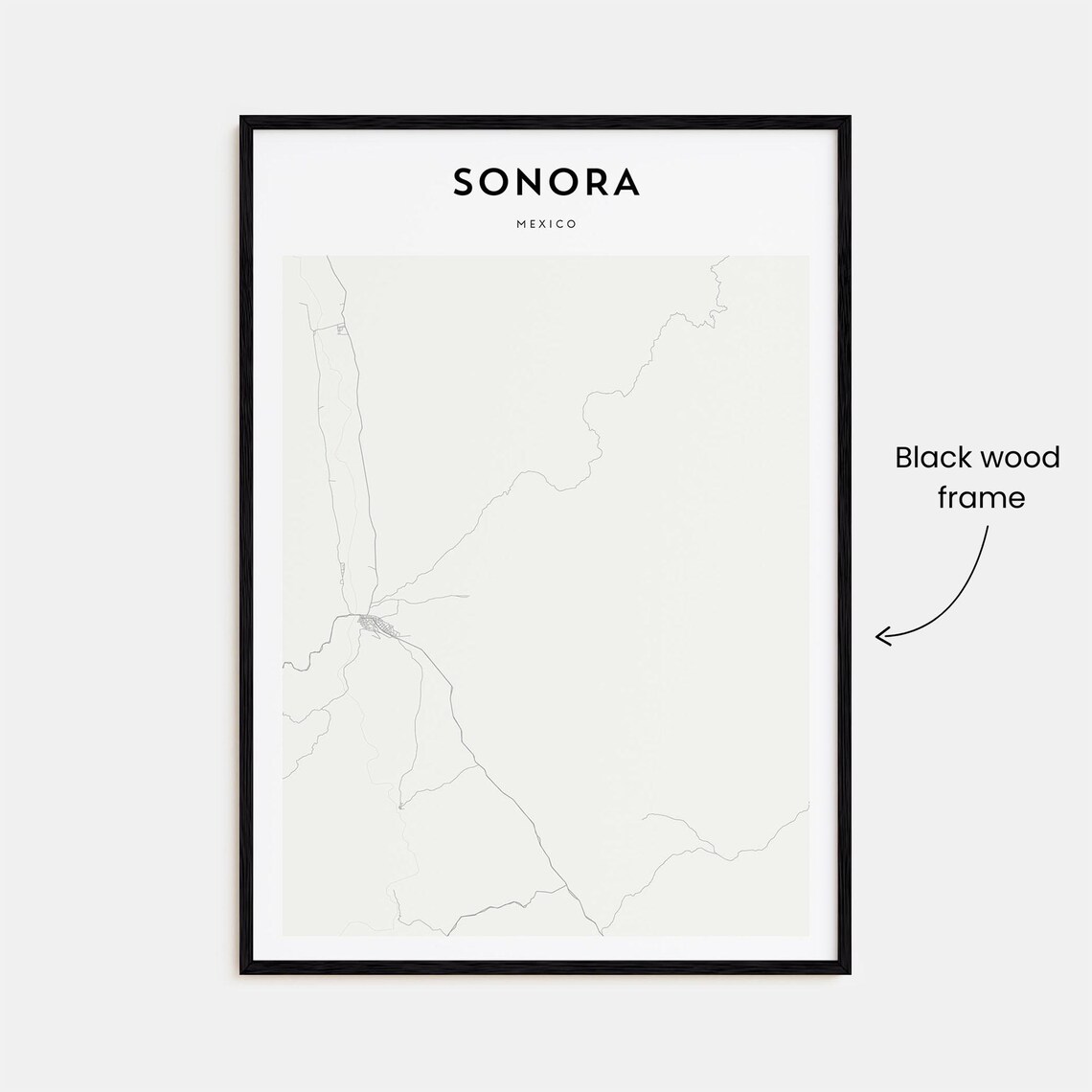 Sonora Mexico Scandinavian Minimalist Street Map Travel Poster - Image 3