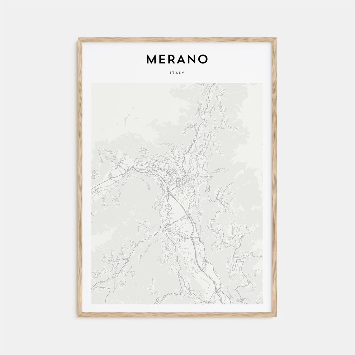 Merano Italy Alpine Town Beige Minimalist Street Map Art Poster