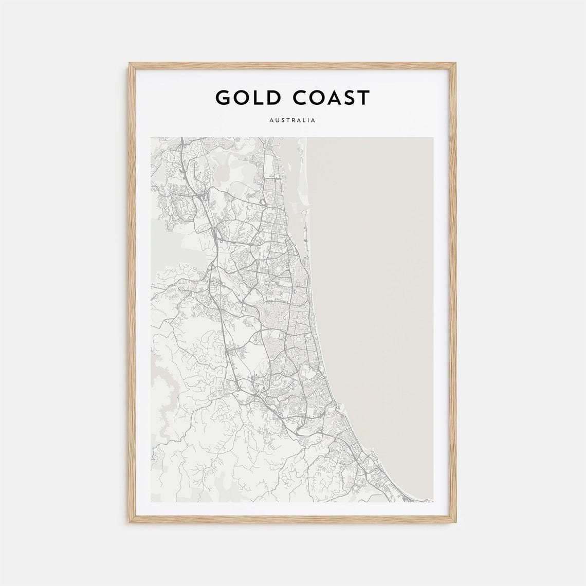 Gold Coast Australia Minimalist Coastal City Map Travel Poster