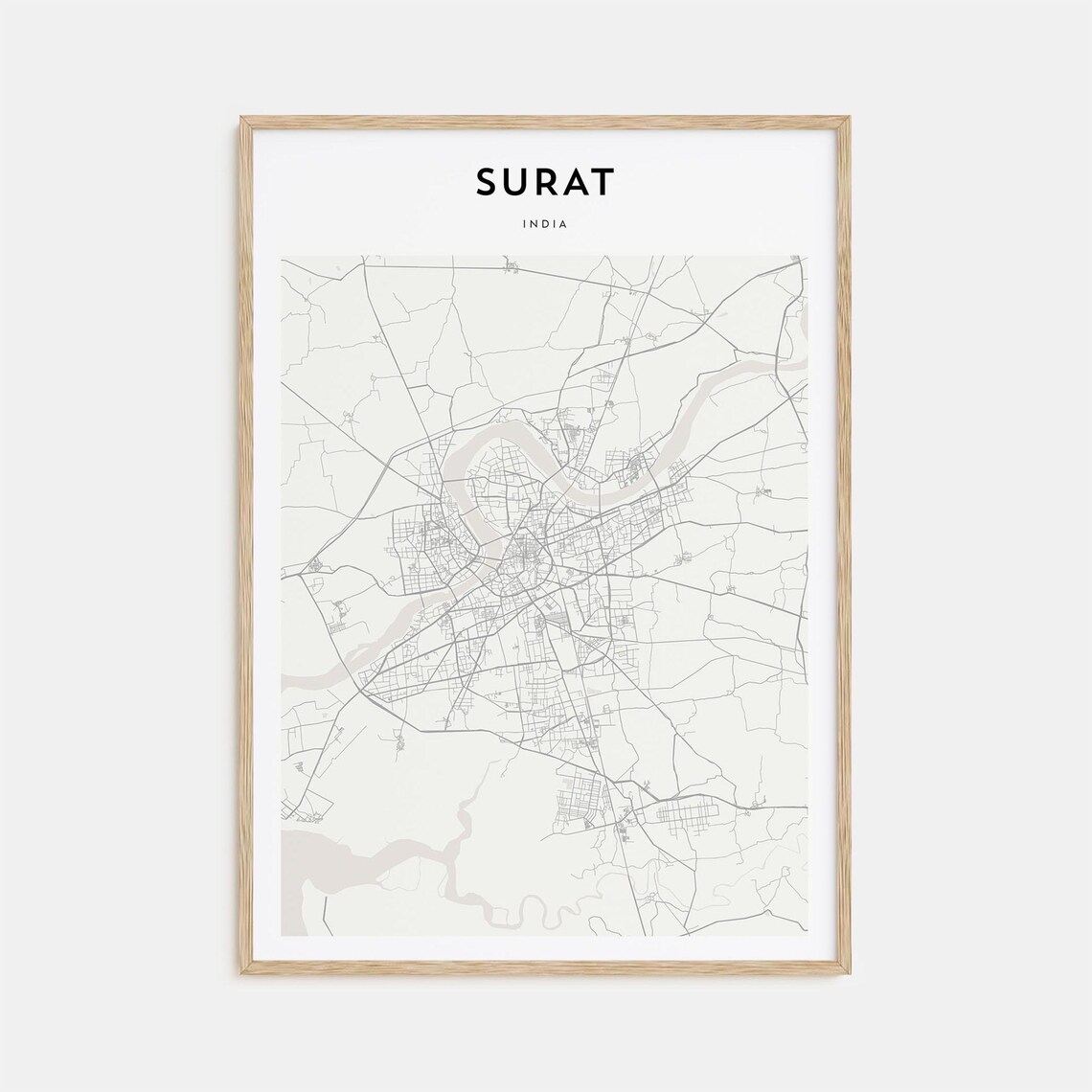 Surat India City Street Map Scandinavian Minimalist Art Poster