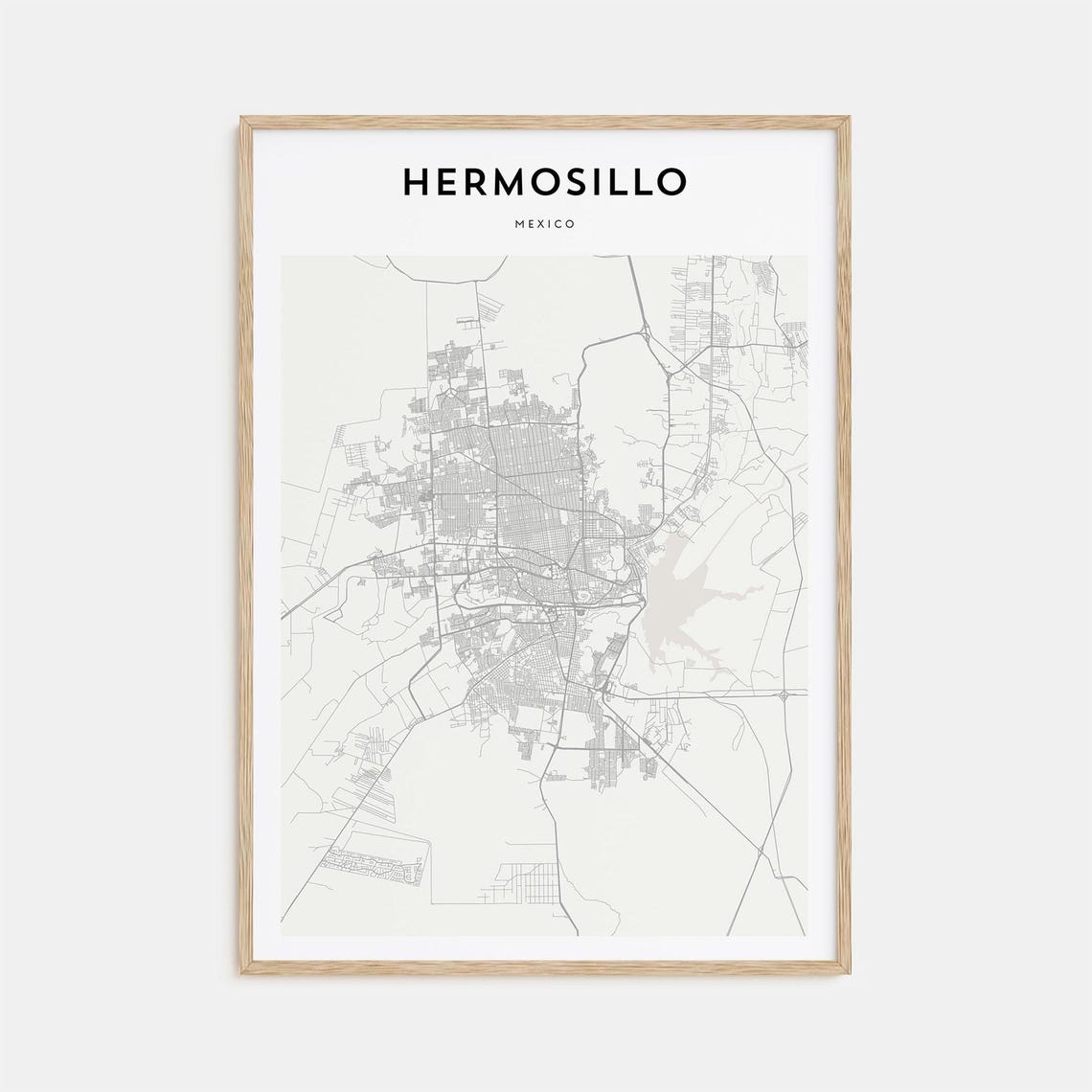 Hermosillo Mexico Minimalist Beige City Map Home Decor Poster