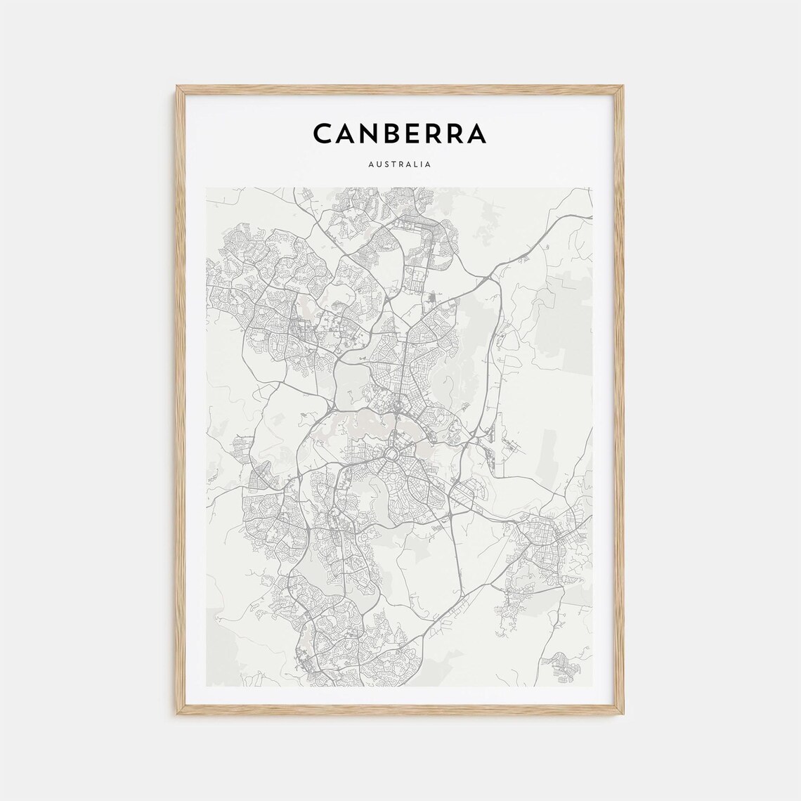 Canberra Australia Detailed Street Map Minimalist Modern City Poster