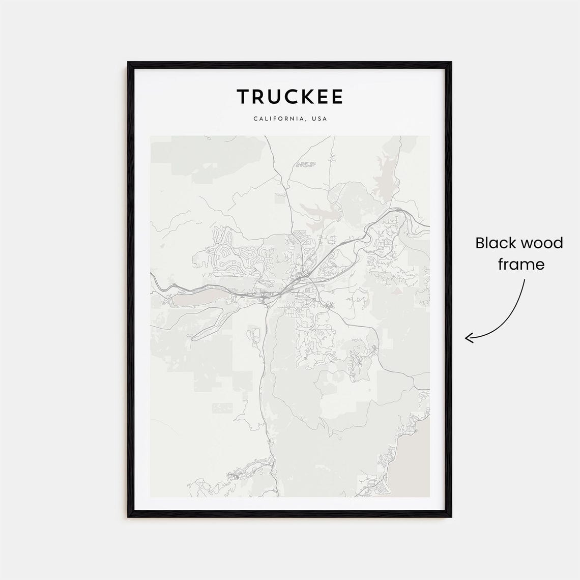 Truckee California Modern Minimalist City Street Map Art Poster - Image 3