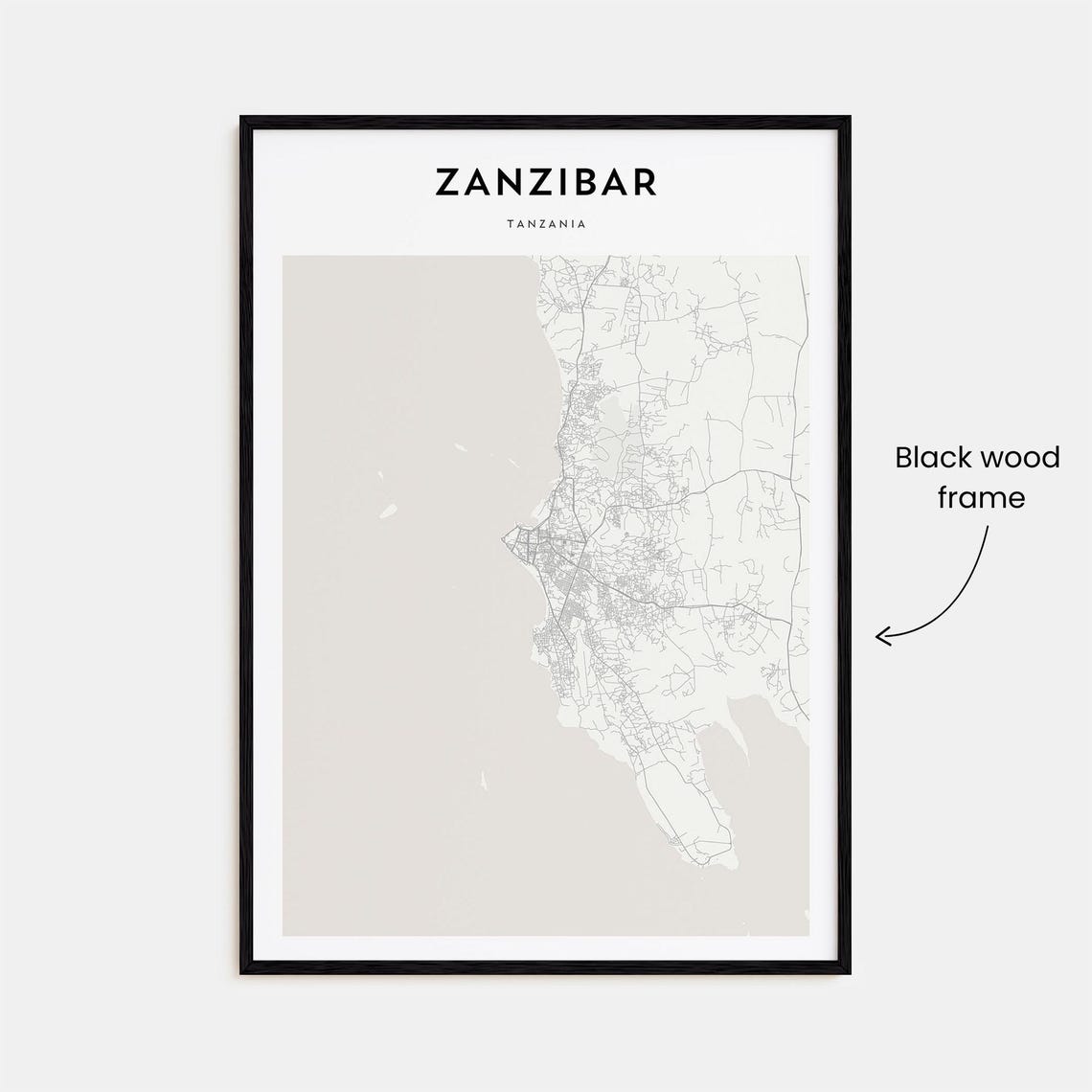 Zanzibar Tanzania Personalized Minimalist Beige City Map Poster - Image 3