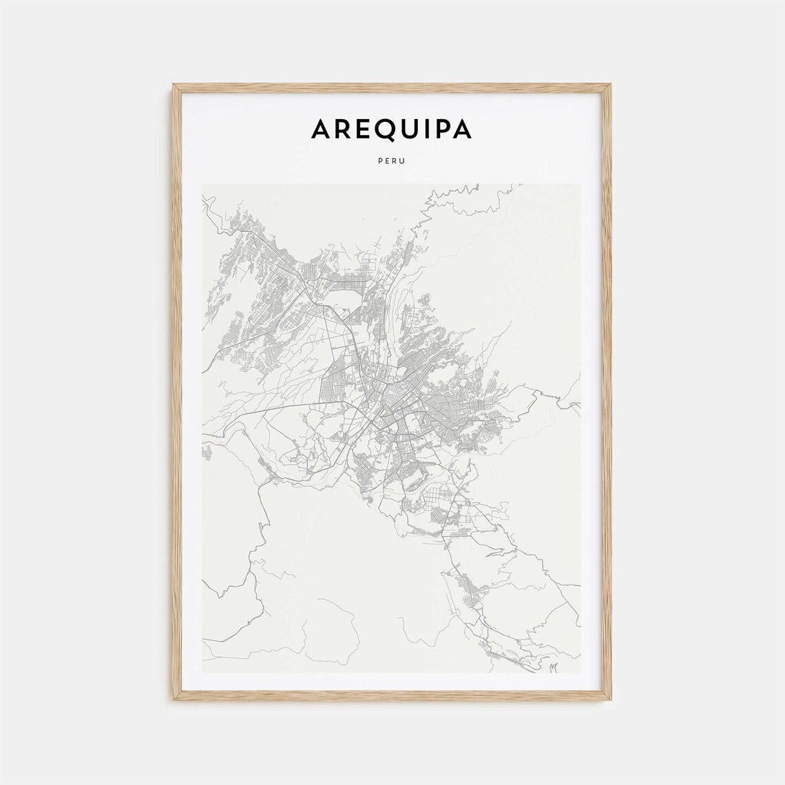 Arequipa Peru Fine Line City Street Map Modern Wall Decor Poster