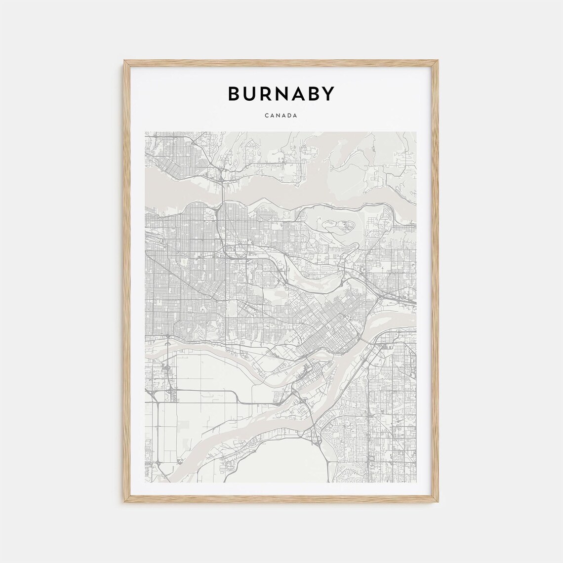 Burnaby Canada Minimalist City Street Map Beige Travel Poster