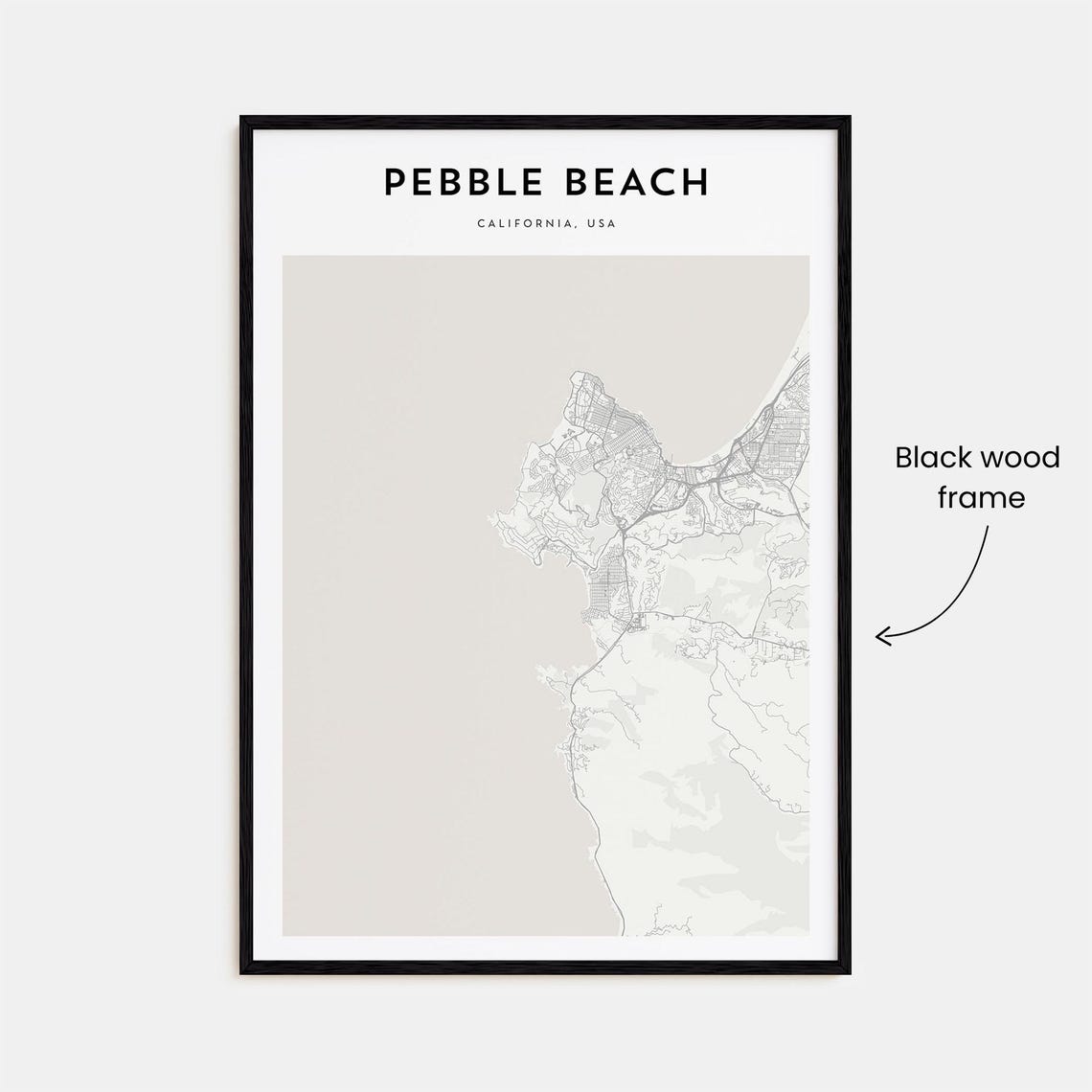 Pebble Beach California USA Minimalist Coast Map Decor Art Poster - Image 3