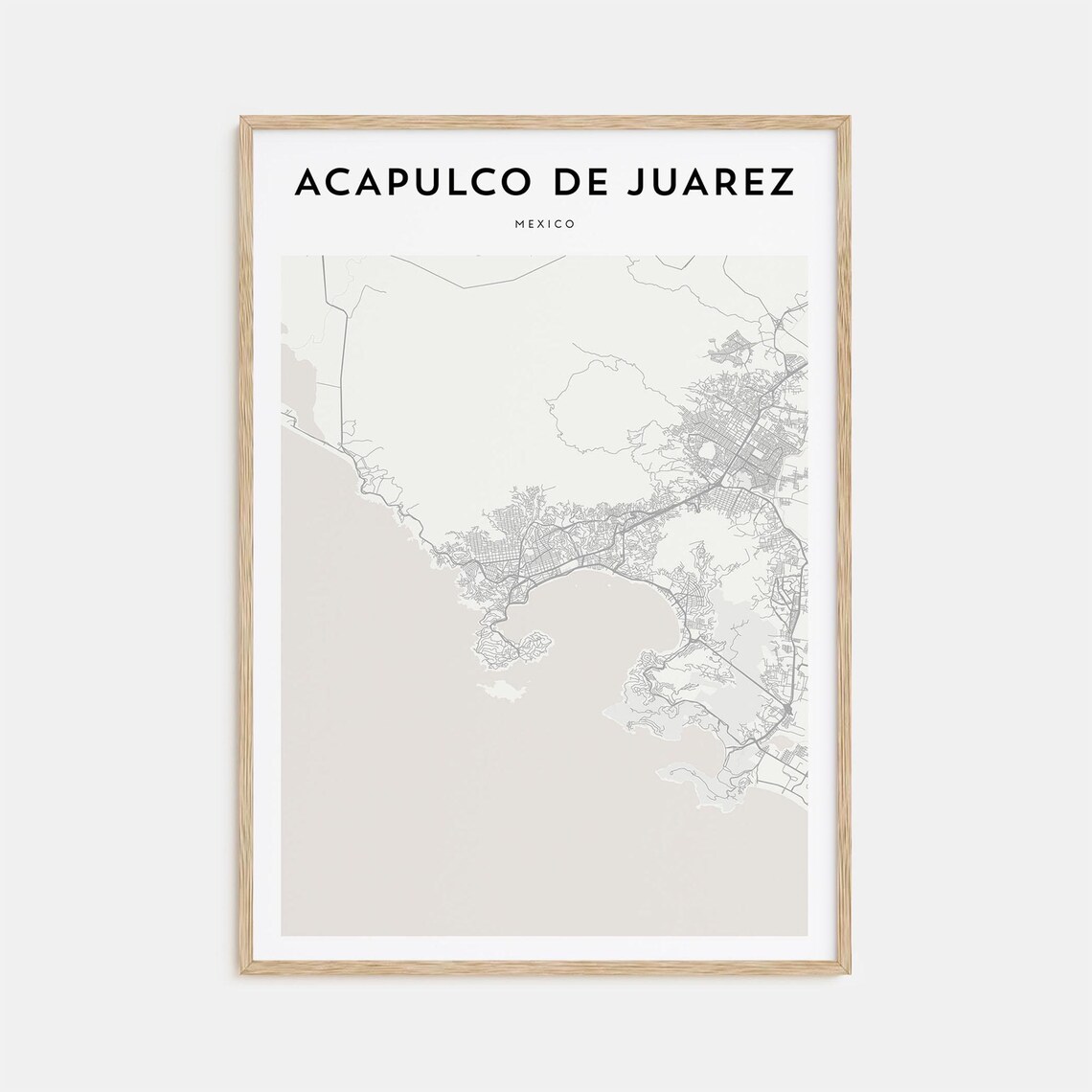 Acapulco De Juarez Mexico Minimalist Bay Street Map Travel Poster