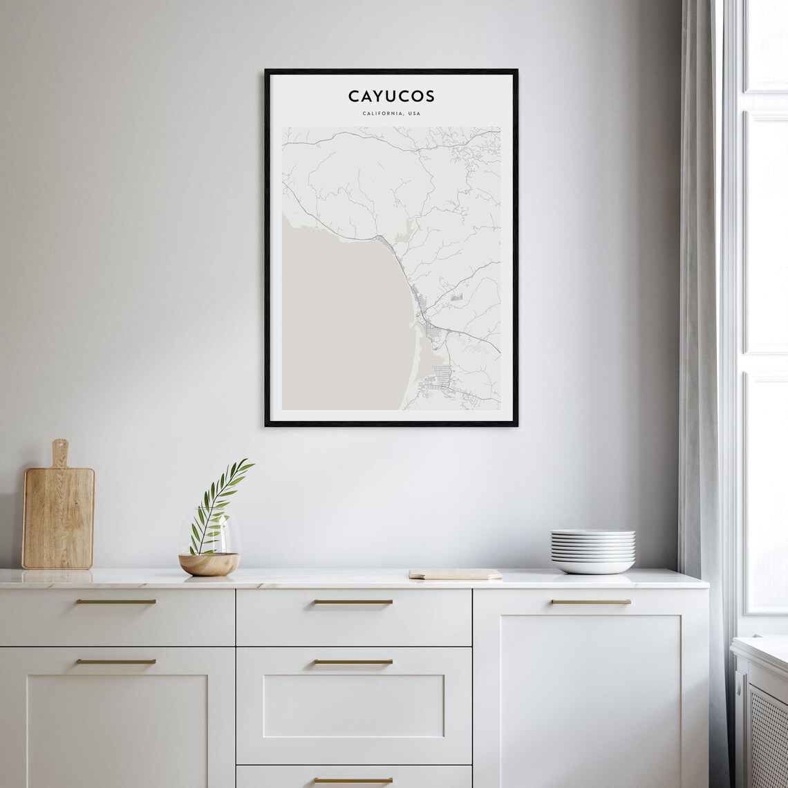 Cayucos California Minimalist Coastal Street Map Modern Wall Art - Image 2