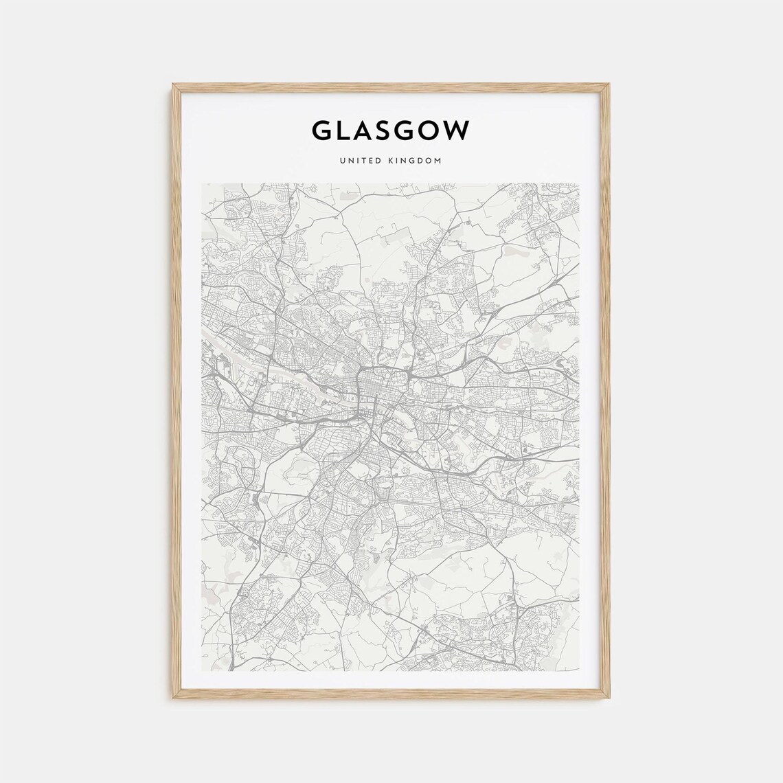 Glasgow United Kingdom River Clyde Minimalist Street Map Travel Poster