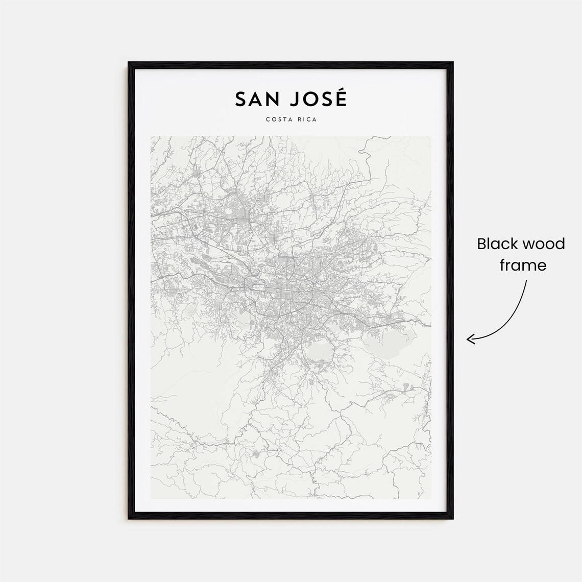 Minimalist San José Costa Rica City Street Map Poster in Neutral Tones - Image 3
