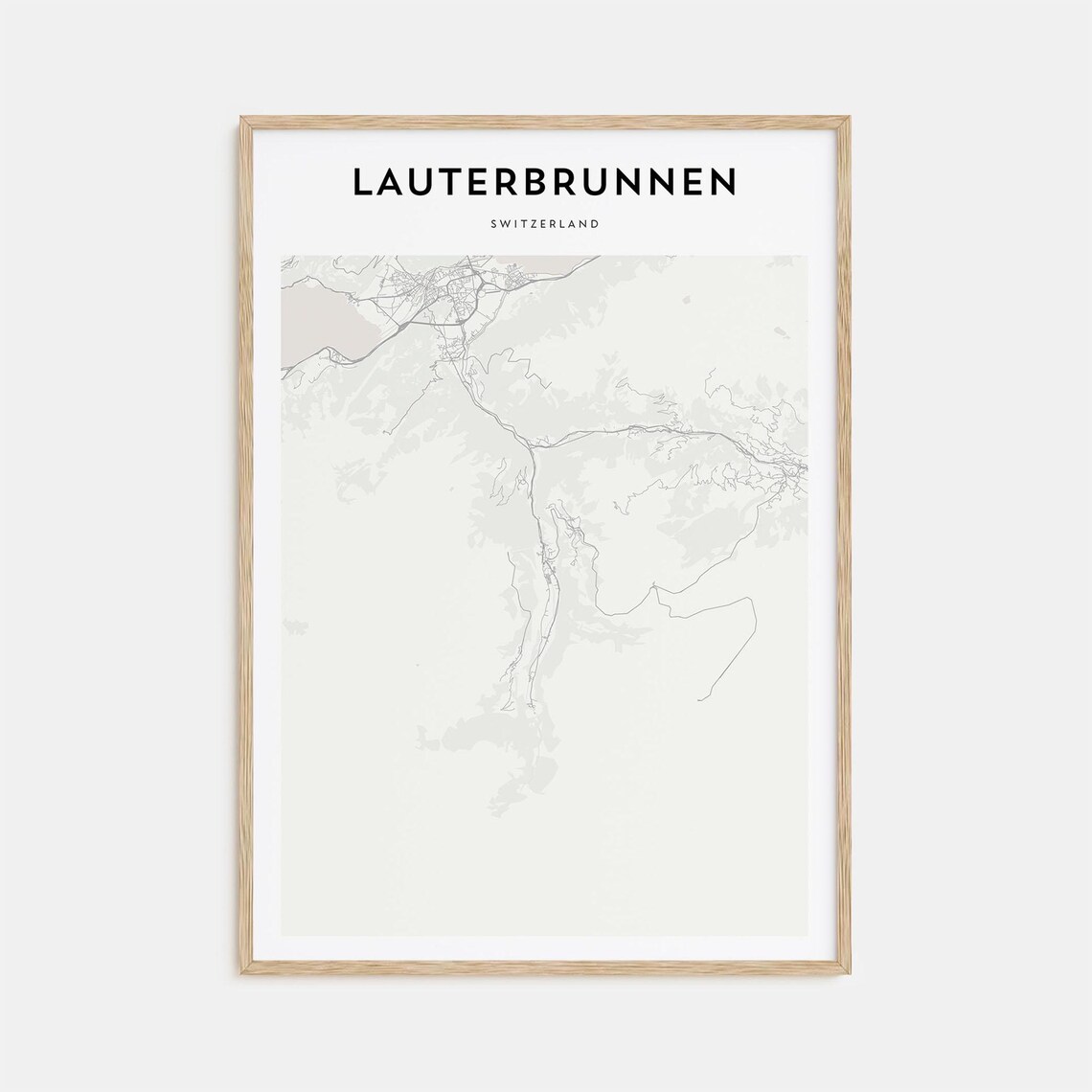 Lauterbrunnen Map Print - Minimalist Line Art