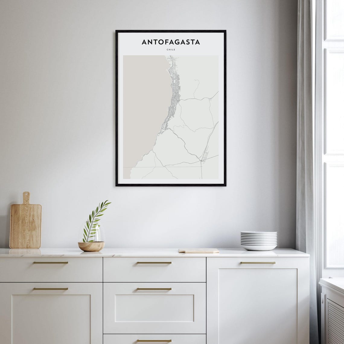 Antofagasta Chile Fine Line City Street Map Modern Wall Decor Poster - Image 2