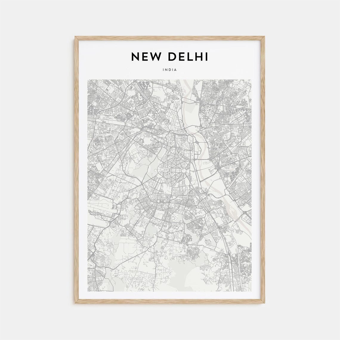 New Delhi India Street Map Poster Minimalist Modern Wall Decor