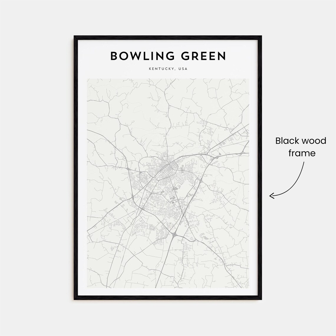 Bowling Green Kentucky Minimalist Line Map City Street Art Poster - Image 3