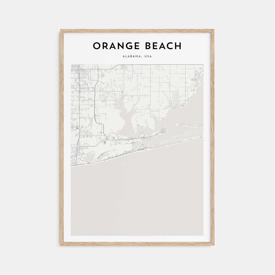 Orange Beach Alabama Coastal Minimalist Street Map Travel Art Poster