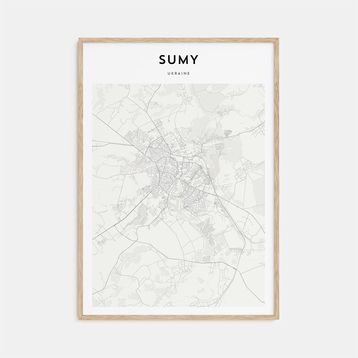 Sumy Ukraine City Street Map Scandinavian Minimalist Art Poster