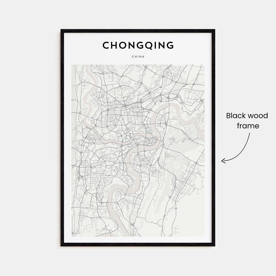 Chongqing China Detailed Street Map Minimalist Modern City Poster - Image 3