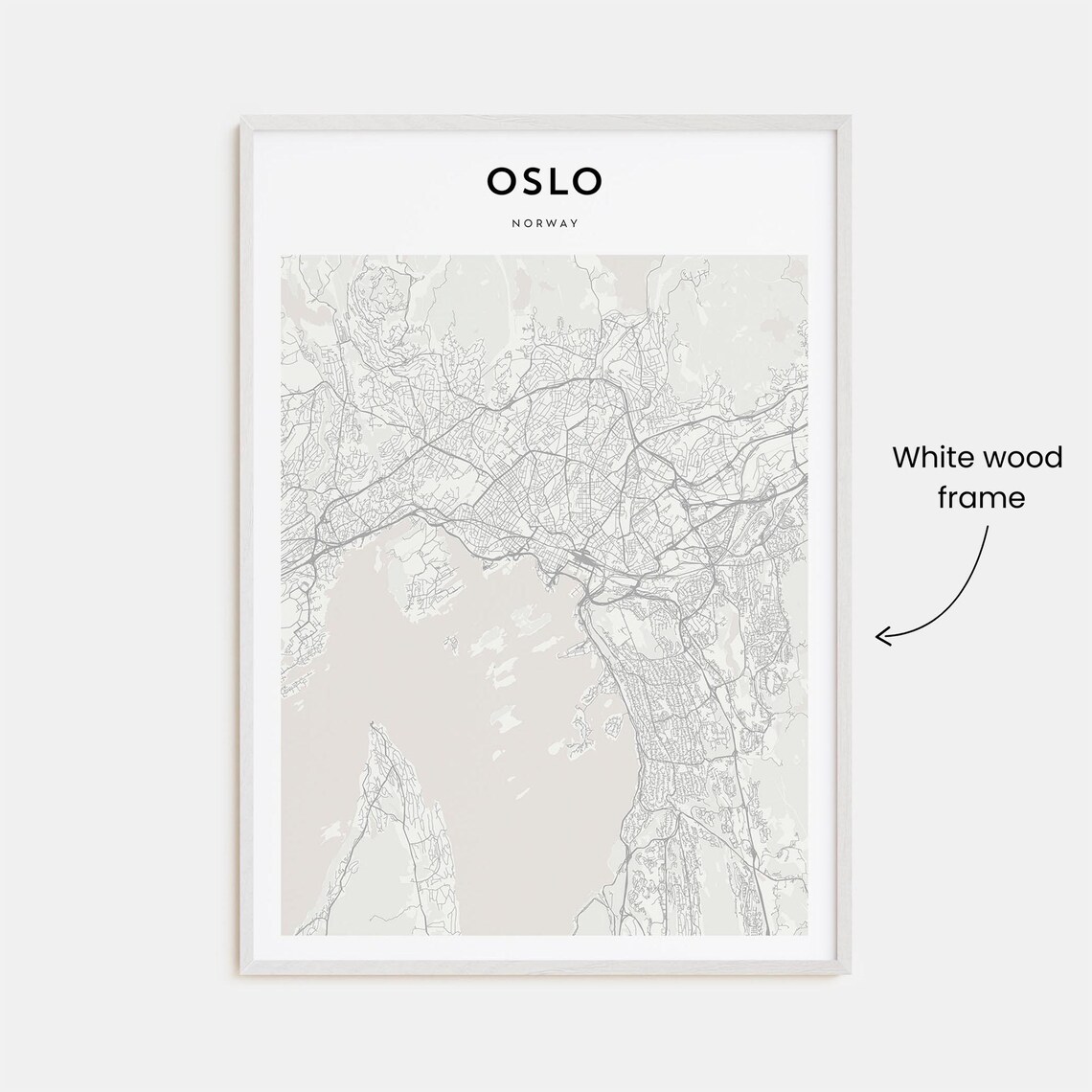 Modern Minimalist Oslo Norway Capital City Street Map Poster - Image 2