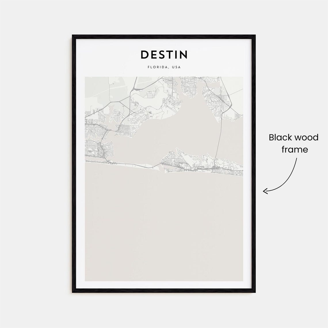 Destin Florida Emerald Coast Minimalist Beach Town Map Decor Poster - Image 3