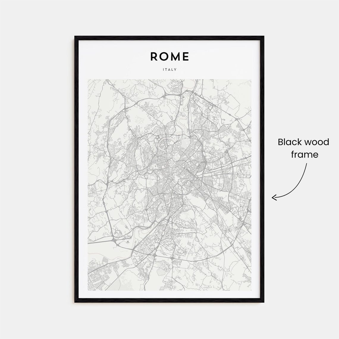Rome Italy Minimalist Black White City Map Street Poster Gift - Image 3