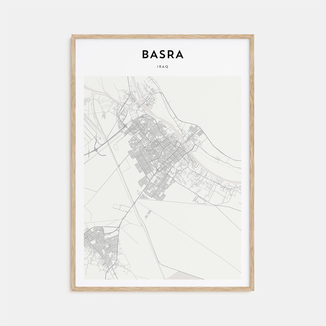 Basra, Iraq Classic Minimalist City Street Map Fine Line Art Poster