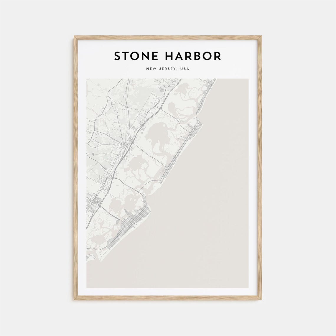 Stone Harbor New Jersey Minimalist Coastal Map Art Home Decor Poster