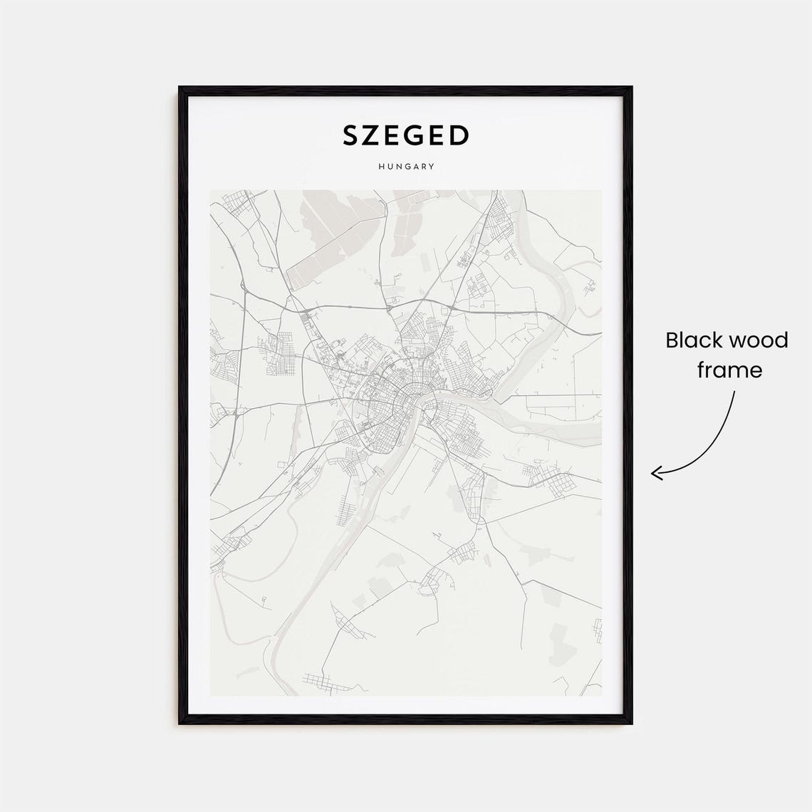 Szeged Hungary City Street Map Scandinavian Minimalist Poster - Image 3