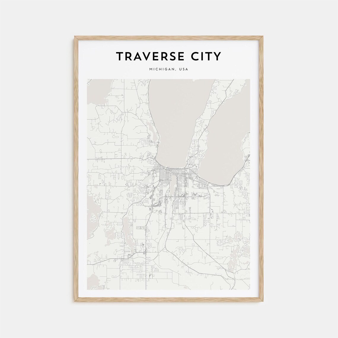 Traverse City Michigan Minimalist Street Map Art Travel Poster