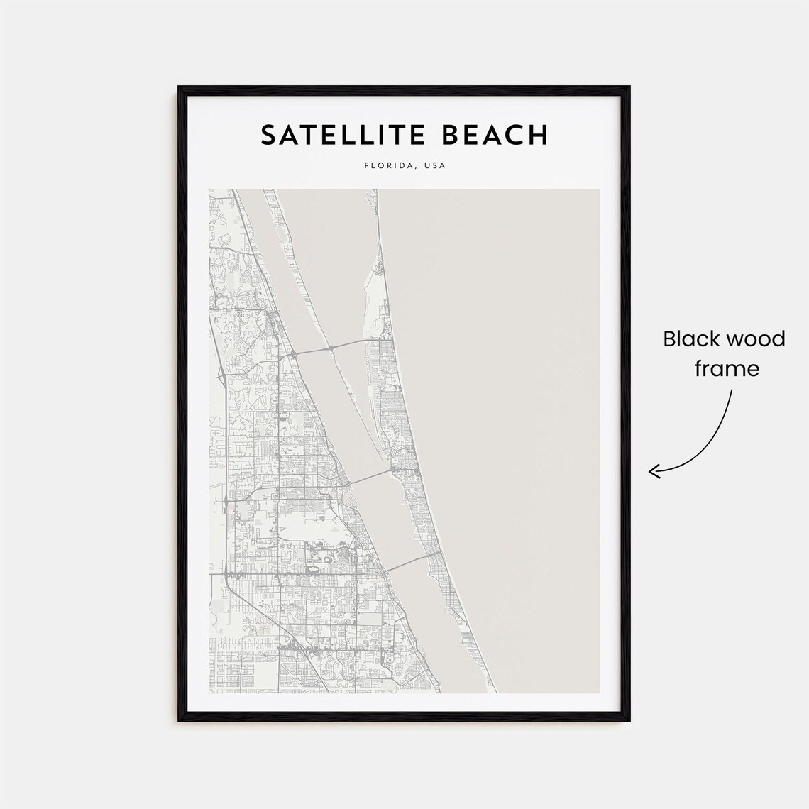 Satellite Beach Florida USA Minimalist Coast Map Travel Poster - Image 3