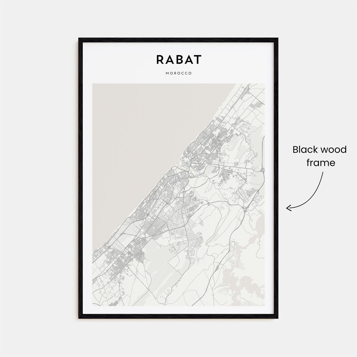 Rabat Morocco Modern Minimalist City Street Map Travel Poster - Image 3