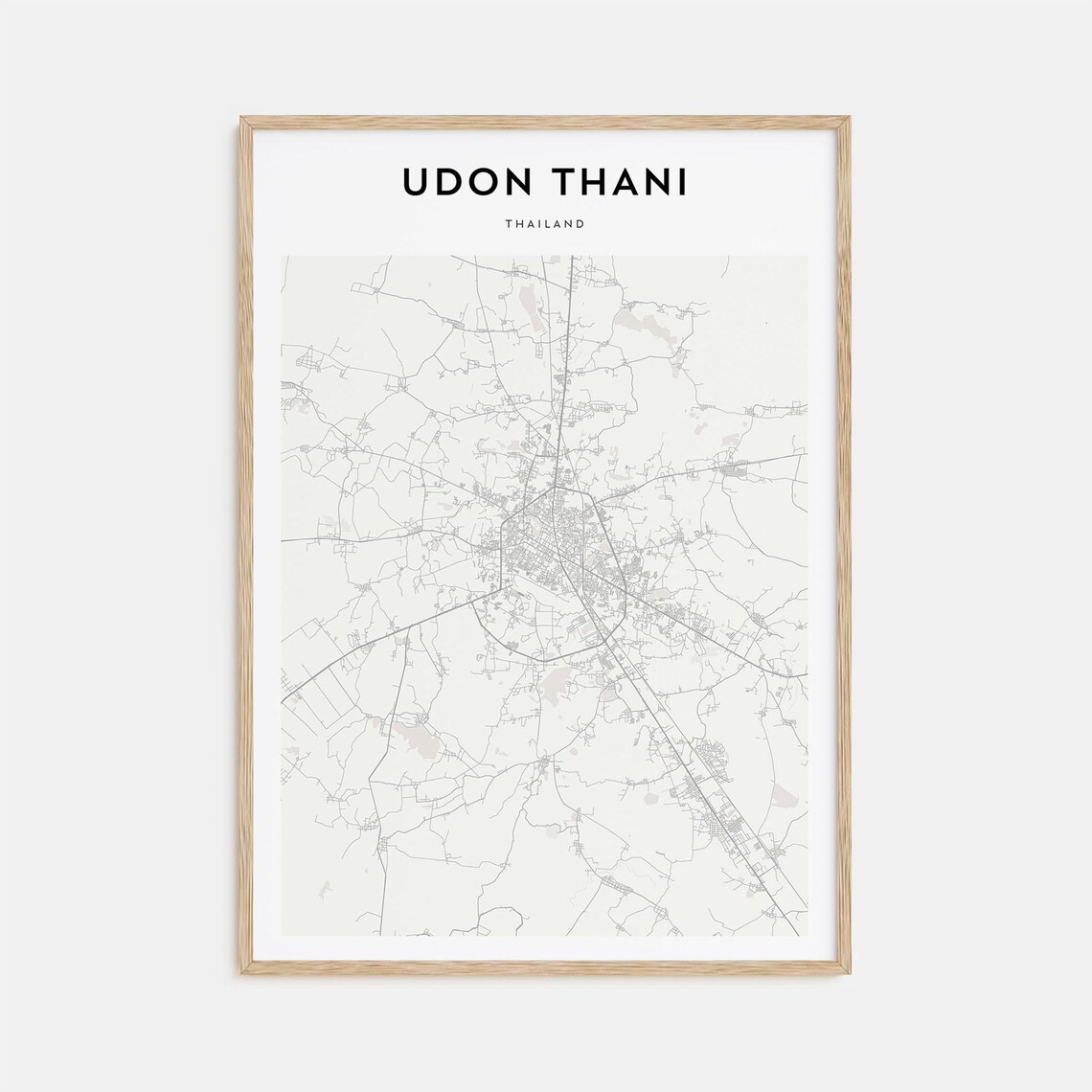Udon Thani Thailand Minimalist City Street Map Modern Art Poster