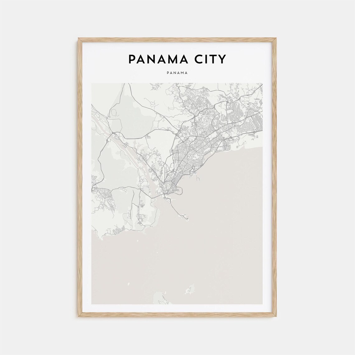 Panama City Panama Bay Minimalist Monochrome Street Map Art Poster