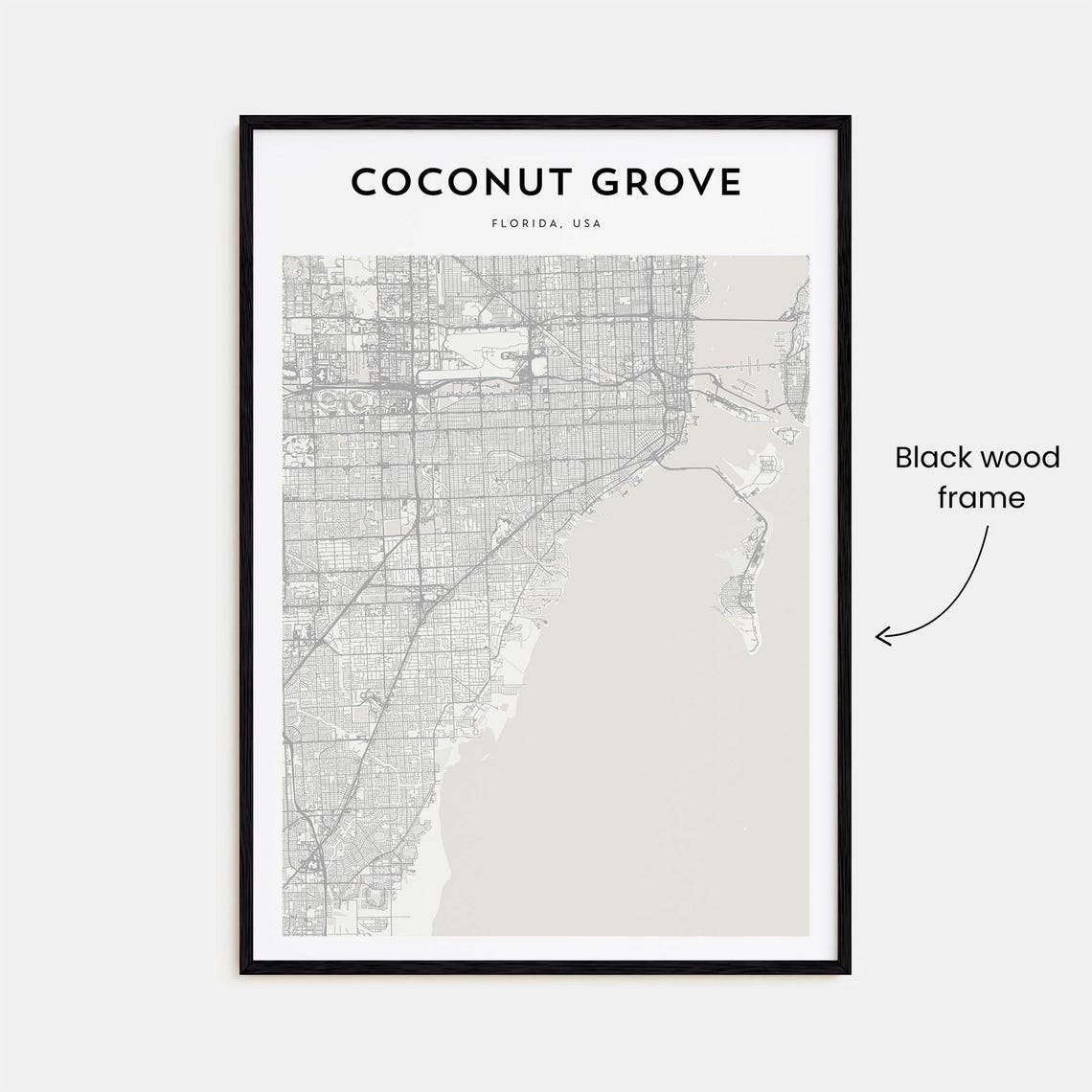 Coconut Grove Florida Minimalist Street Map Neighborhood Poster - Image 3