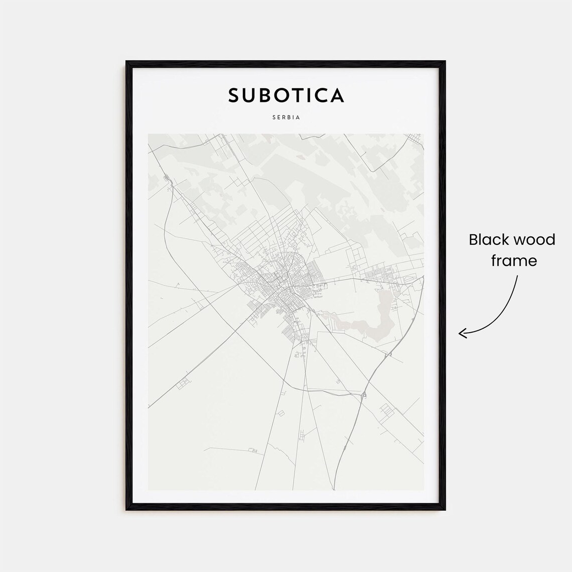 Subotica Serbia Minimalist City Street Map Line Art Home Decor Poster - Image 3