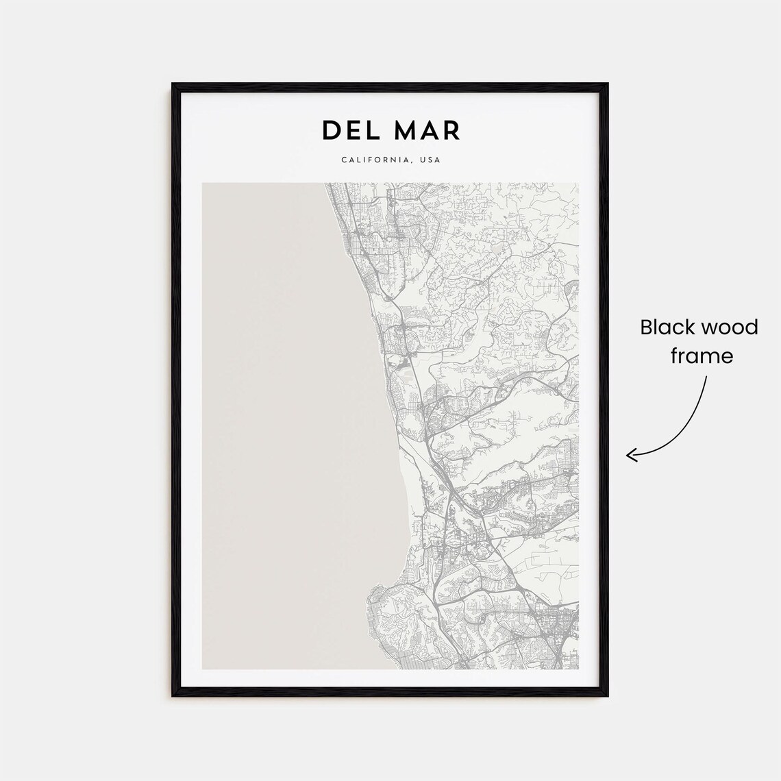 Del Mar California Minimalist Coastal Street Map Village Decor Poster - Image 3