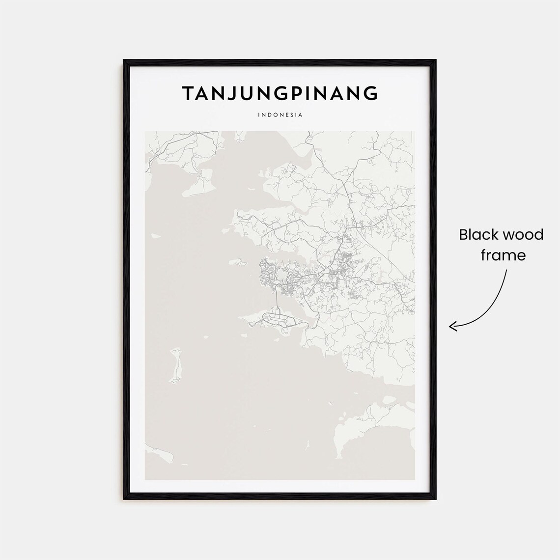 Tanjungpinang Indonesia Minimal Cream Island Map Travel Decor Poster - Image 3